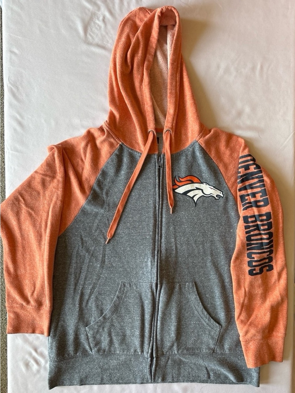 NFL Denver Broncos Gray and Orange Zip-Up Hoodie